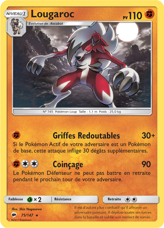 Carte Pokémon Lougaroc 75/147 Holographique Ombres Ardentes