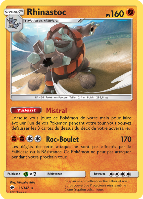 Carte Pokémon Rhinastoc 67/147 Holographique Ombres Ardentes