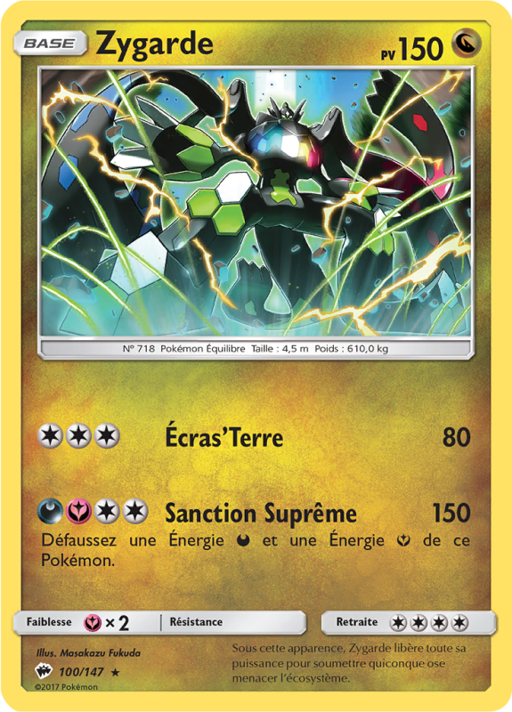 Carte Pokémon Zygarde 100/147 Holographique Ombres Ardentes