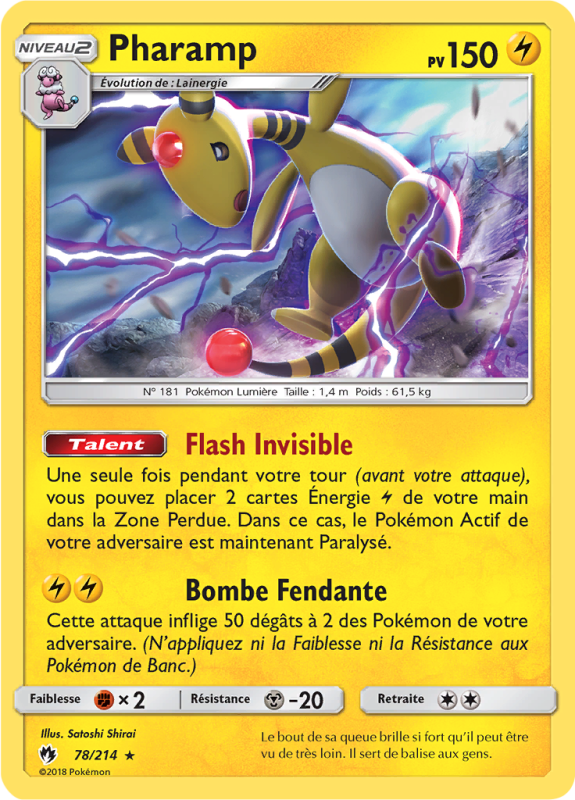 Carte Pokémon Pharamp 78/214 Holographique Tonnerre Perdu