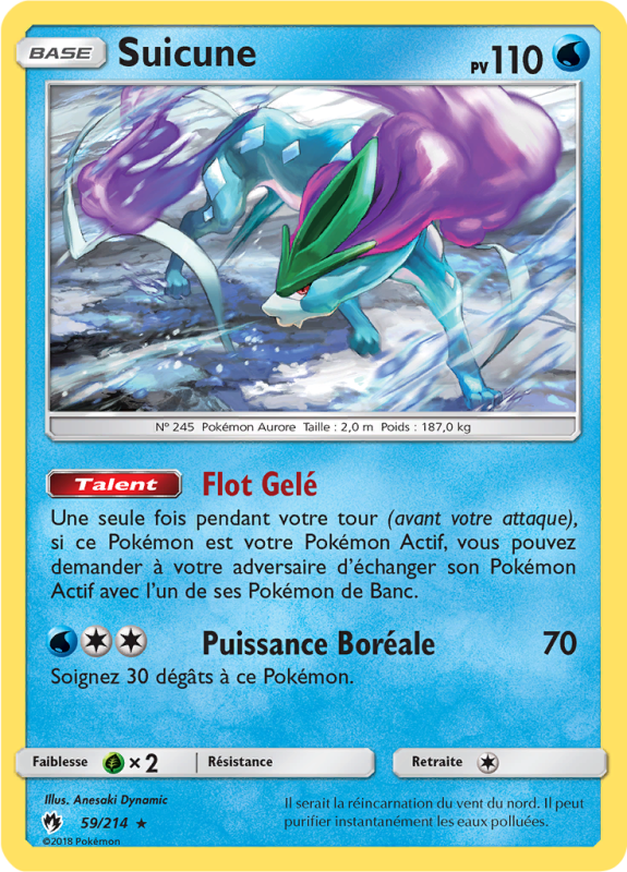 Carte Pokémon Suicune 59/214 Holographique Tonnerre Perdu