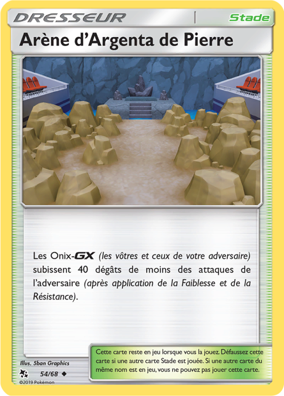 Carte Pokémon Arène d'Argenta de Pierre 54/68 Peu commune Destinées Occultes