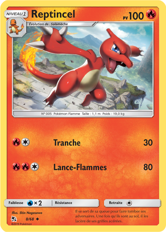 Carte Pokémon Reptincel 8/68 Peu commune Destinées Occultes