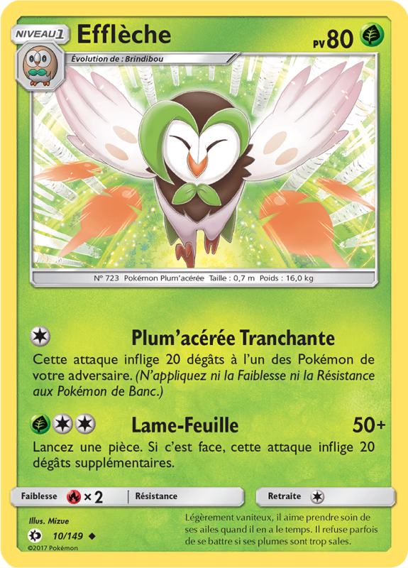 Carte Pokémon Efflèche 10/149 Peu commune Soleil et Lune (JCC)