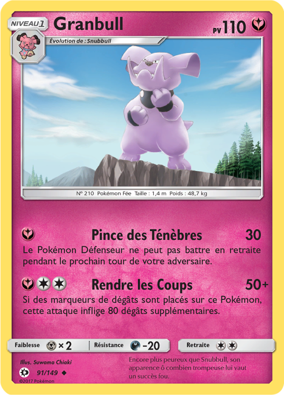 Carte Pokémon Granbull 91/149 Peu commune Soleil et Lune (JCC)