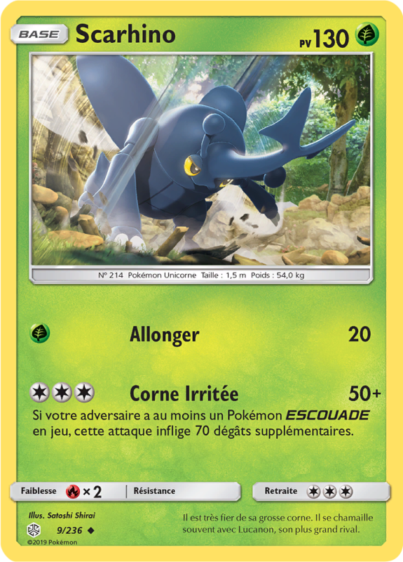 Carte Pokémon Scarhino 9/236 Peu commune Éclipse Cosmique
