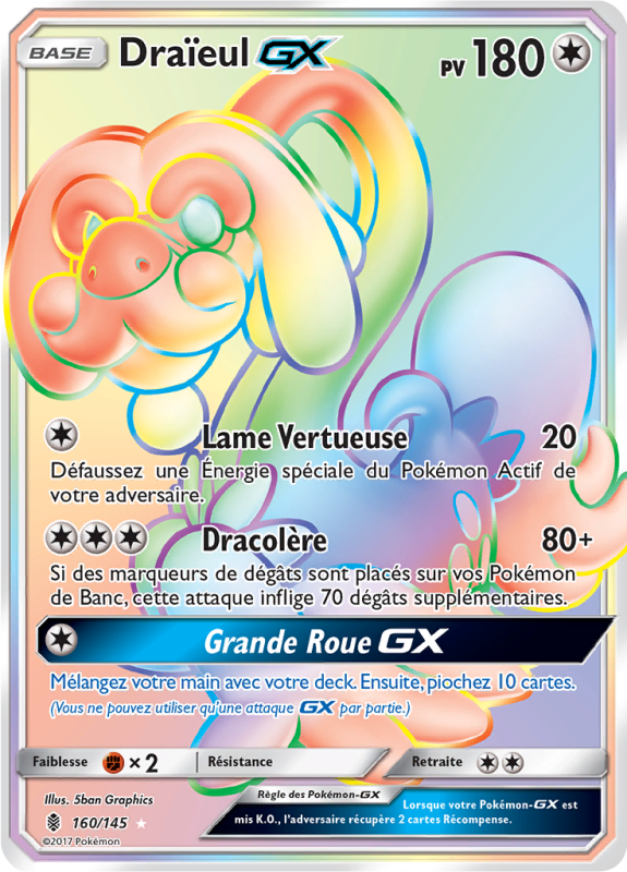 Carte Pokémon Draïeul-GX 160/145 Rainbow Gardiens Ascendants