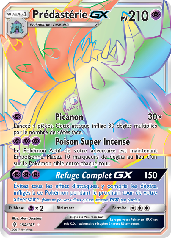Carte Pokémon Prédastérie-GX 154/145 Rainbow Gardiens Ascendants