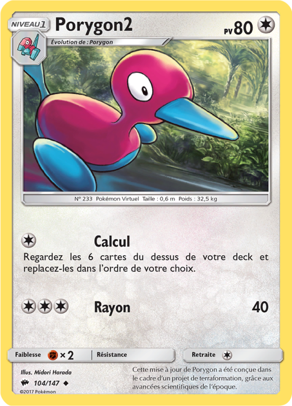 Carte Pokémon Porygon2 104/147 Peu commune Ombres Ardentes