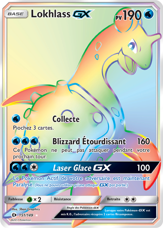 Carte Pokémon Lokhlass-GX 151/149 Rainbow Soleil et Lune (JCC)