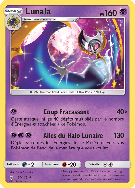Carte Pokémon Lunala 61/145 Rare Gardiens Ascendants