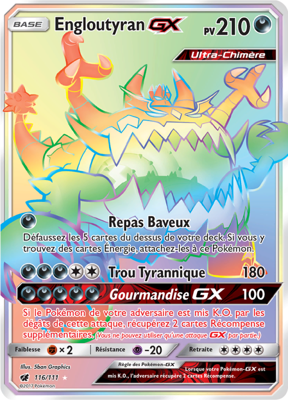 Carte Pokémon Engloutyran-GX 116/111 Rainbow Invasion Carmin