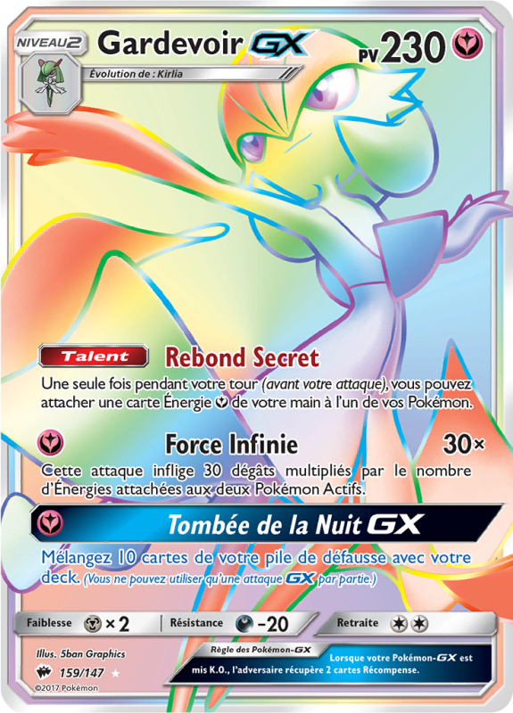 Carte Pokémon Gardevoir-GX 159/147 Rainbow Ombres Ardentes