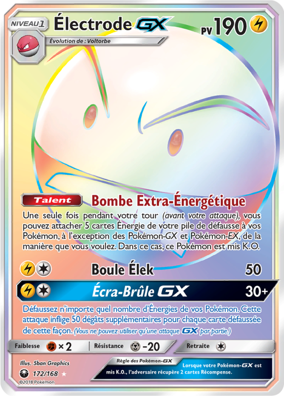 Carte Pokémon Électrode-GX 172/168 Rainbow Tempête Céleste