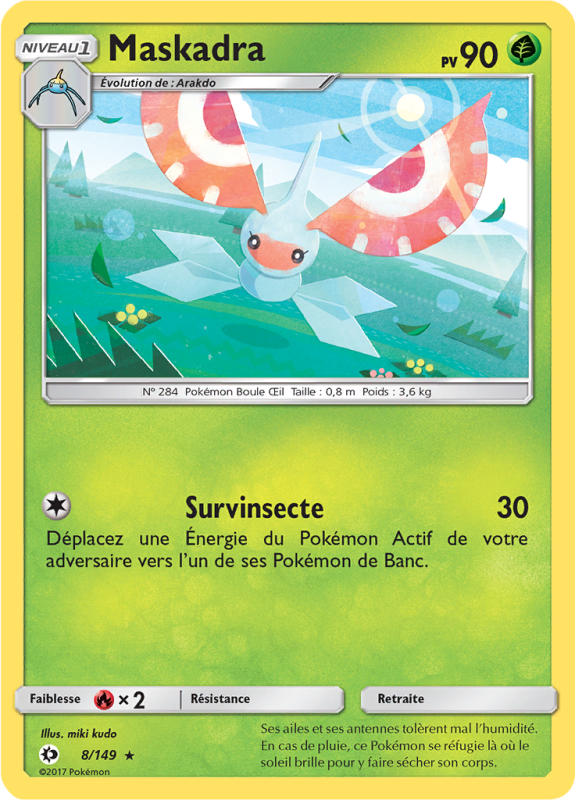 Carte Pokémon Maskadra 8/149 Rare Soleil et Lune (JCC)