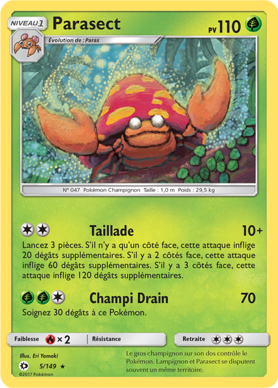 Carte Pokémon Parasect 5/149 Rare Soleil et Lune (JCC)