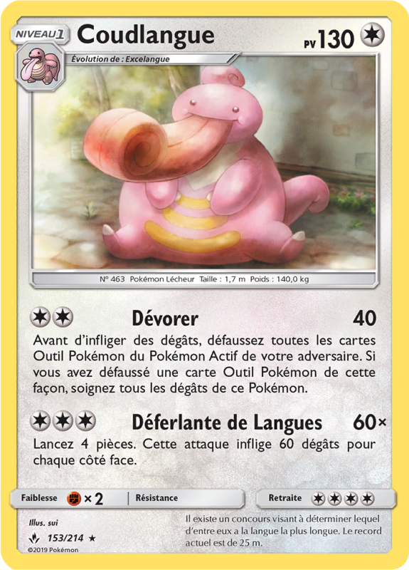 Carte Pokémon Coudlangue 153/214 Rare Alliance Infaillible