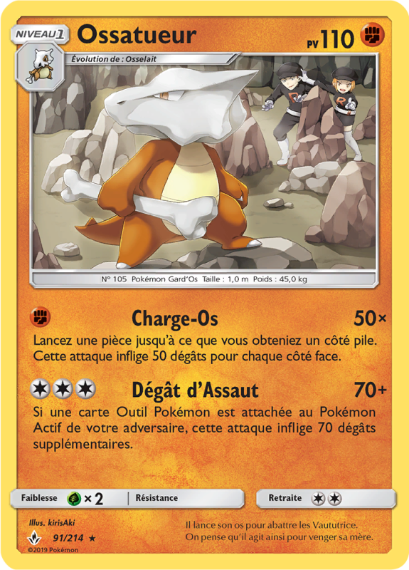 Carte Pokémon Ossatueur 91/214 Rare Alliance Infaillible