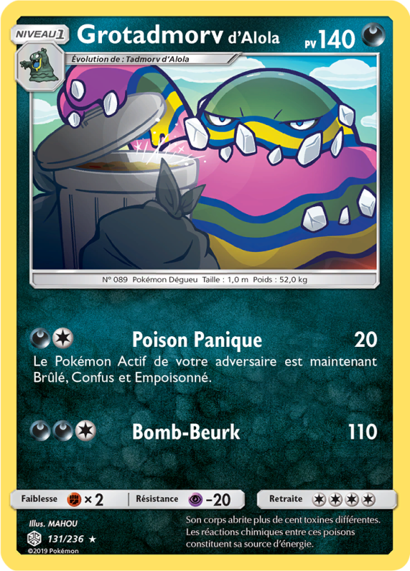Carte Pokémon Grotadmorv d'Alola 131/236 Rare Éclipse Cosmique