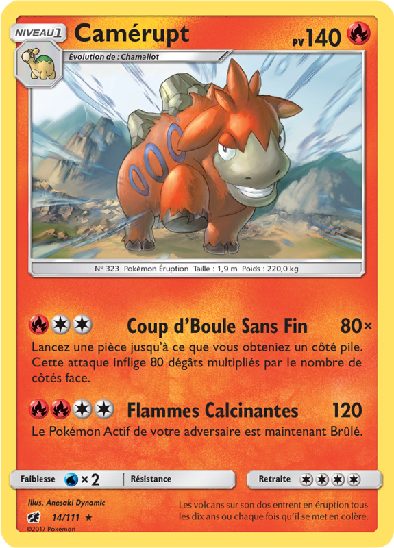 Carte Pokémon Camérupt 14/111 Rare Invasion Carmin