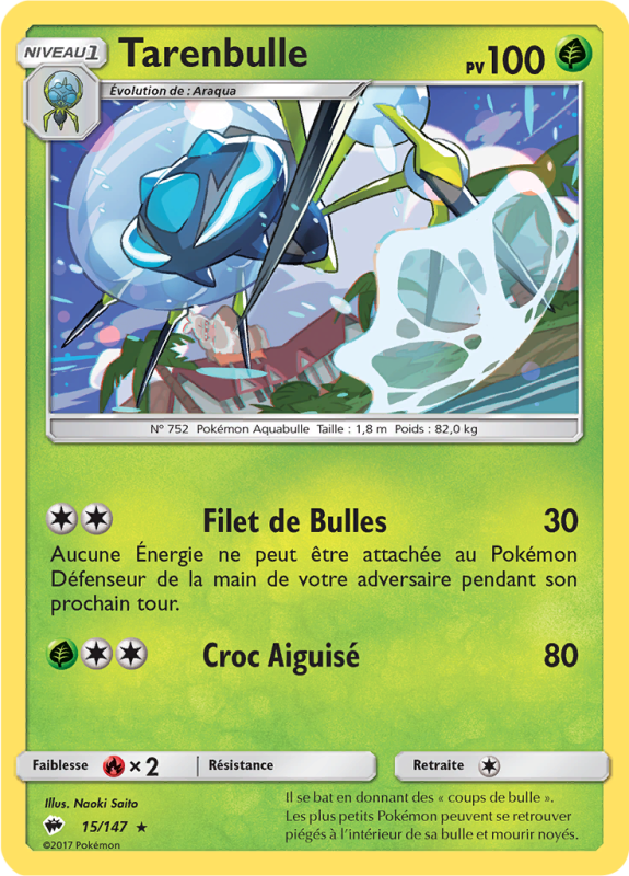 Carte Pokémon Tarenbulle 15/147 Rare Ombres Ardentes