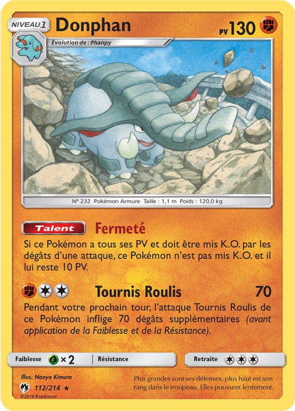 Carte Pokémon Donphan 112/214 Rare Tonnerre Perdu