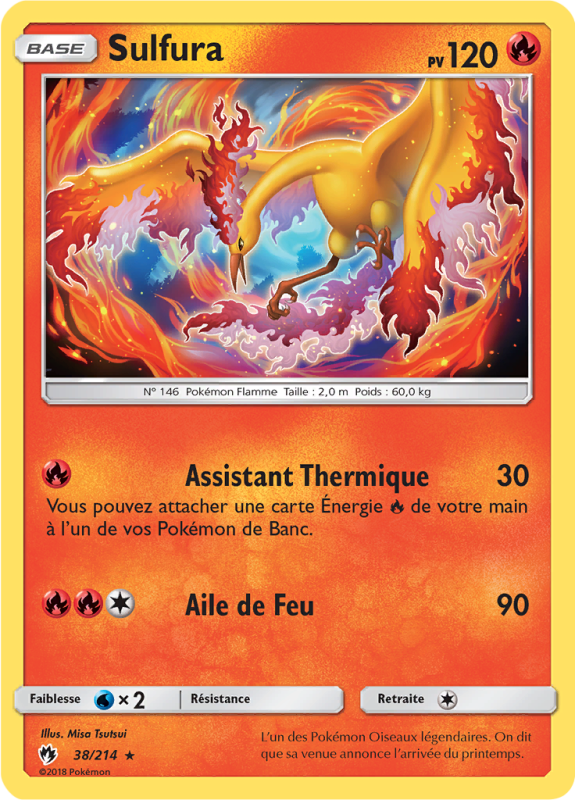 Carte Pokémon Sulfura 38/214 Rare Tonnerre Perdu