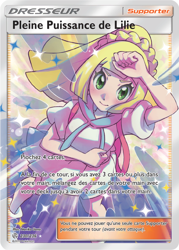 Carte Pokémon Pleine Puissance de Lilie 230/236 Ultra Rare Éclipse Cosmique