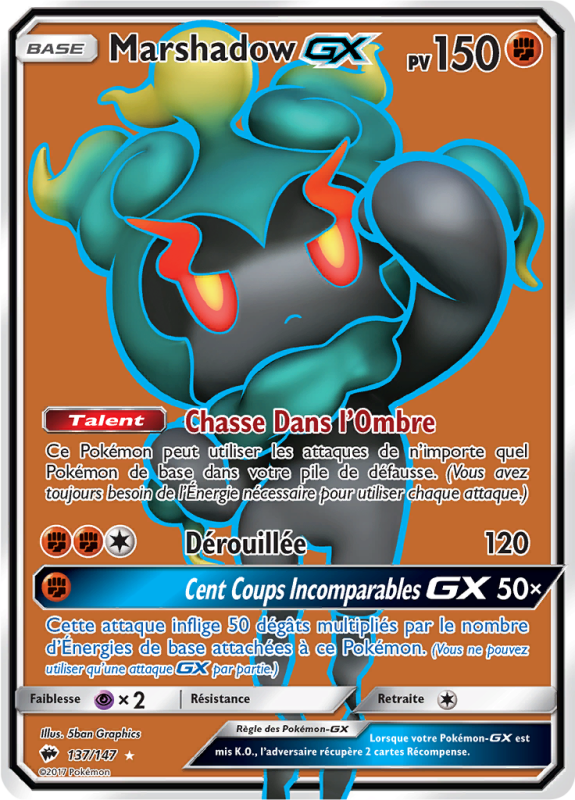 Carte Pokémon Marshadow-GX 137/147 Ultra Rare Ombres Ardentes