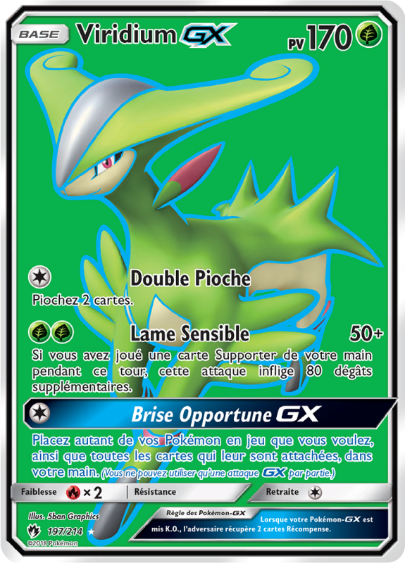 Carte Pokémon Viridium-GX 197/214 Ultra Rare Tonnerre Perdu