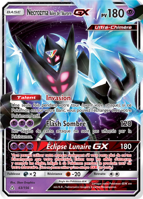 Carte Pokémon Necrozma Ailes de l'Aurore-GX 63/156 Ultra Rare Ultra-Prisme