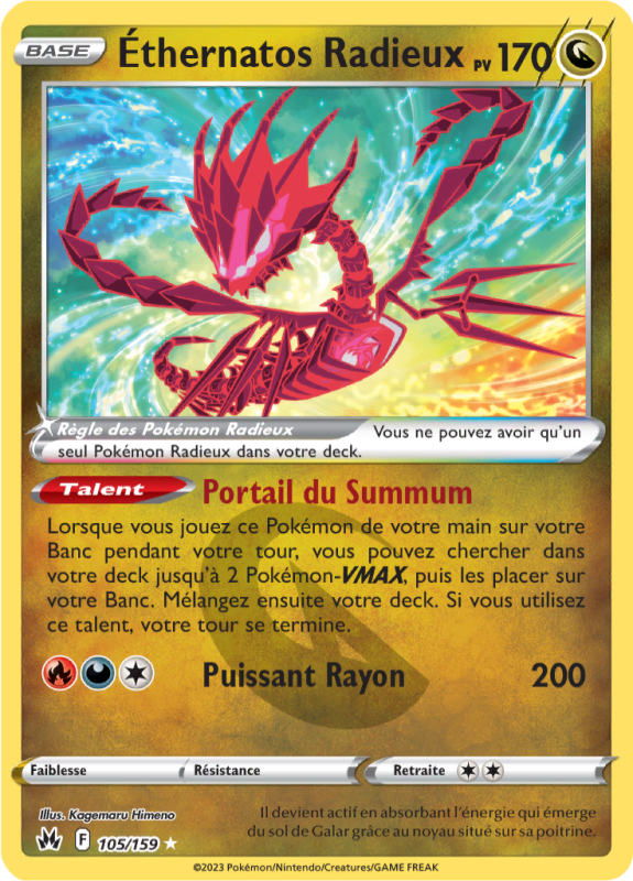 Carte Pokémon Éthernatos Radieux 105/159 Ultra Rare Zénith Suprême