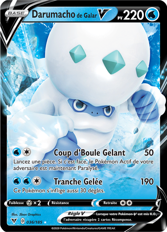 Carte Pokémon Darumacho de Galar-V 036/185 Ultra Rare Voltage Éclatant
