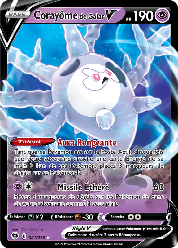 Carte Pokémon Corayôme de Galar-V 021/073 Ultra Rare La Voie du Maître