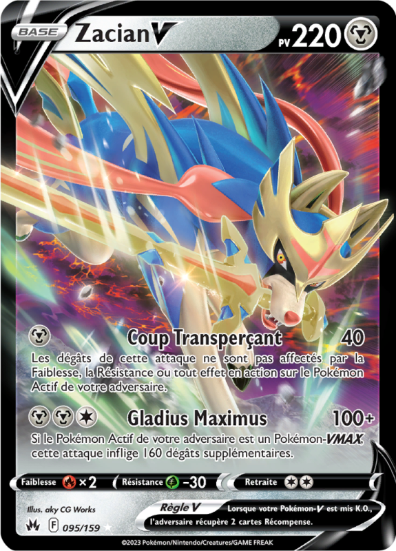 Carte Pokémon Zacian-V 095/159 Ultra Rare Zénith Suprême