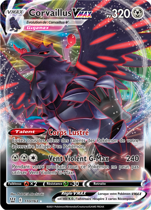 Carte Pokémon Corvaillus-VMAX 110/163 Ultra Rare Styles de Combat