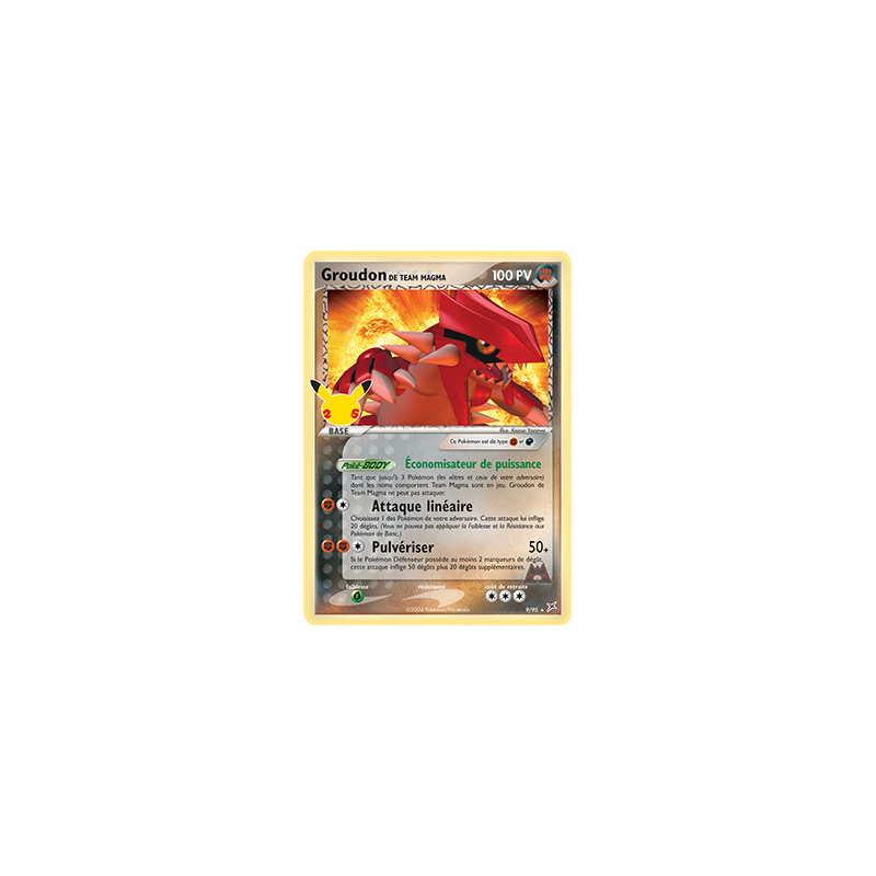 Carte Pokémon Groudon de Team Magma 9/95 Ultra Rare Célébrations (JCC)