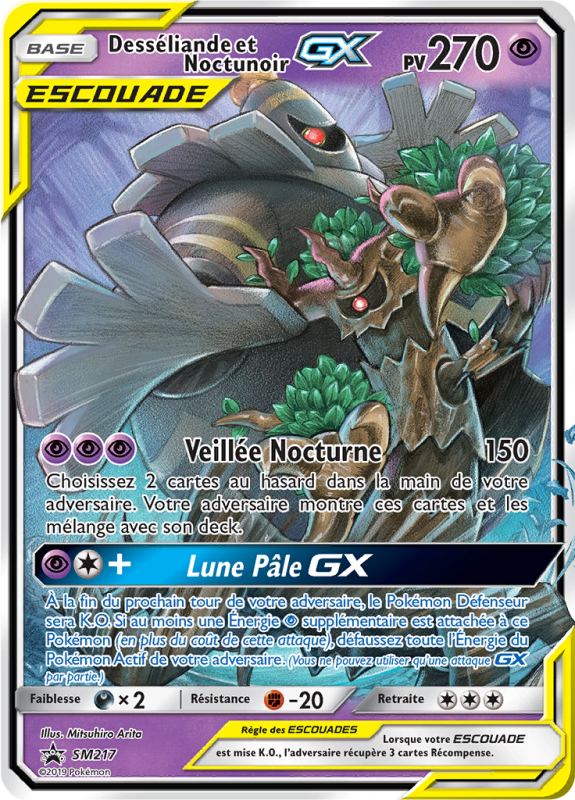 Carte Pokémon Desséliande et Noctunoir-GX SM217 Promo SM