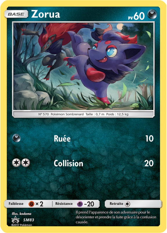 Carte Pokémon Zorua SM83 Promo SM