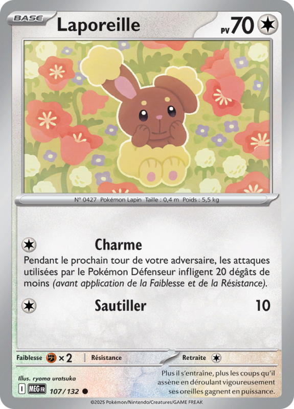 Carte Pokémon Laporeille 107/132 Commune Méga-Évolution (JCC)