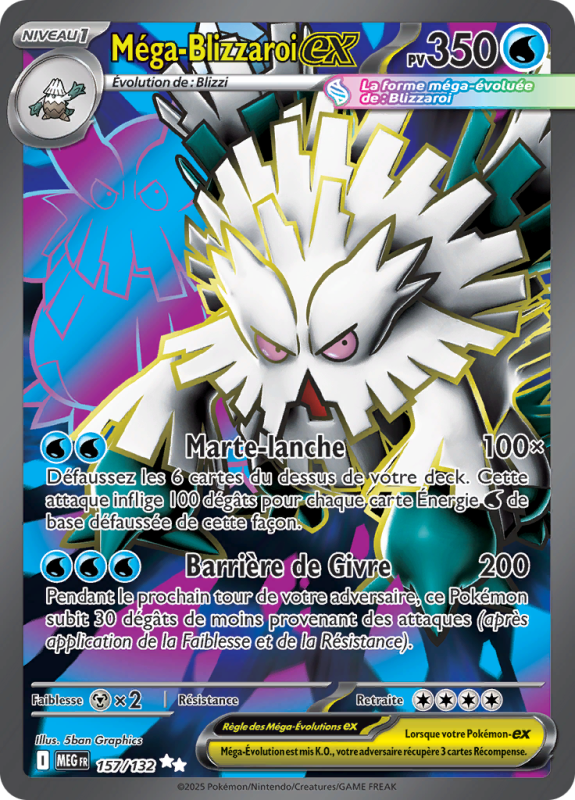 Carte Pokémon Méga-Blizzaroi-ex 157/132 Ultra rare Méga-Évolution (JCC)