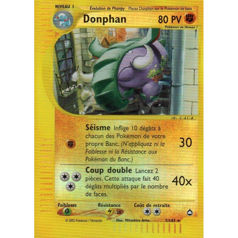 Carte Pokémon Donphan 7/147 Rare Aquapolis