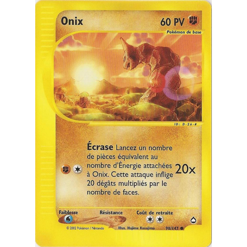 Carte Pokémon Onix 98/147 Commune Aquapolis