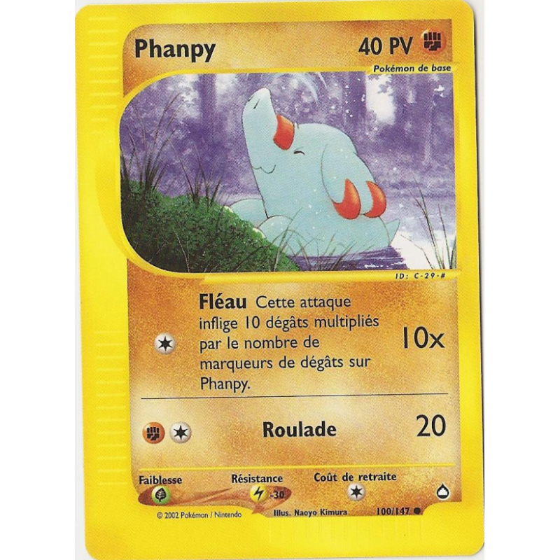 Carte Pokémon Phanpy 100/147 Commune Aquapolis