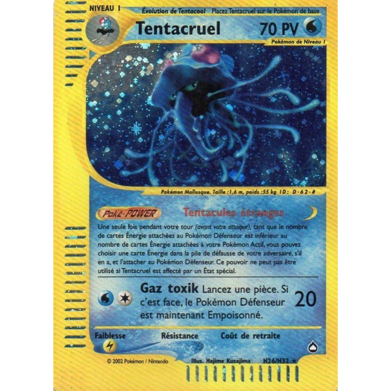 Carte Pokémon Tentacruel H26/H32 Holographique Aquapolis