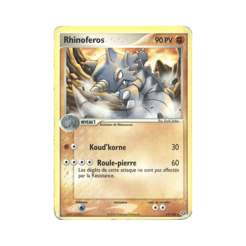 Carte Pokémon Rhinoferos 19/106 Rare Émeraude