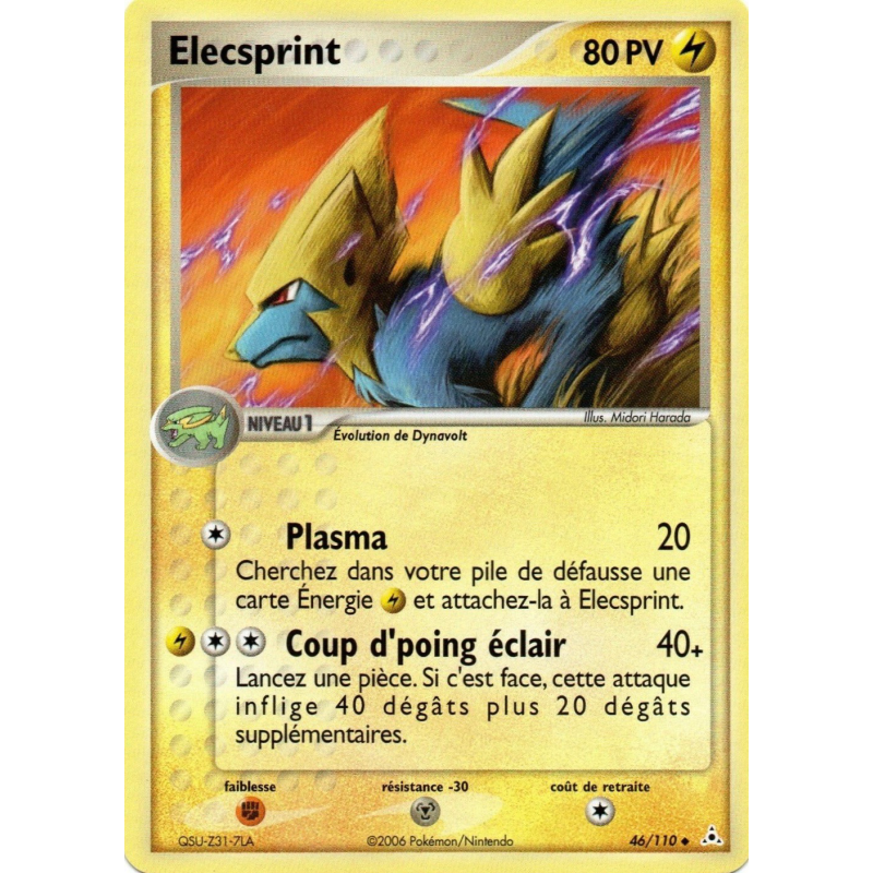 Carte Pokémon Elecsprint 46/110 Peu commune Fantômes Holon