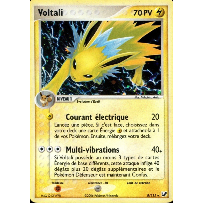 Carte Pokémon Voltali 8/115 Holographique Forces Cachées