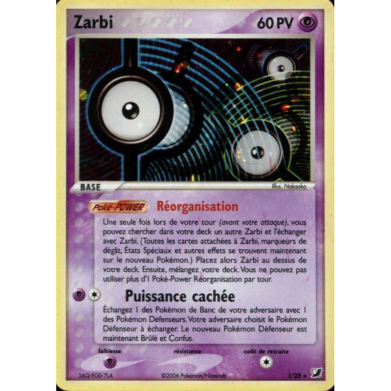 Carte Pokémon Zarbi I/28 Rare Forces Cachées