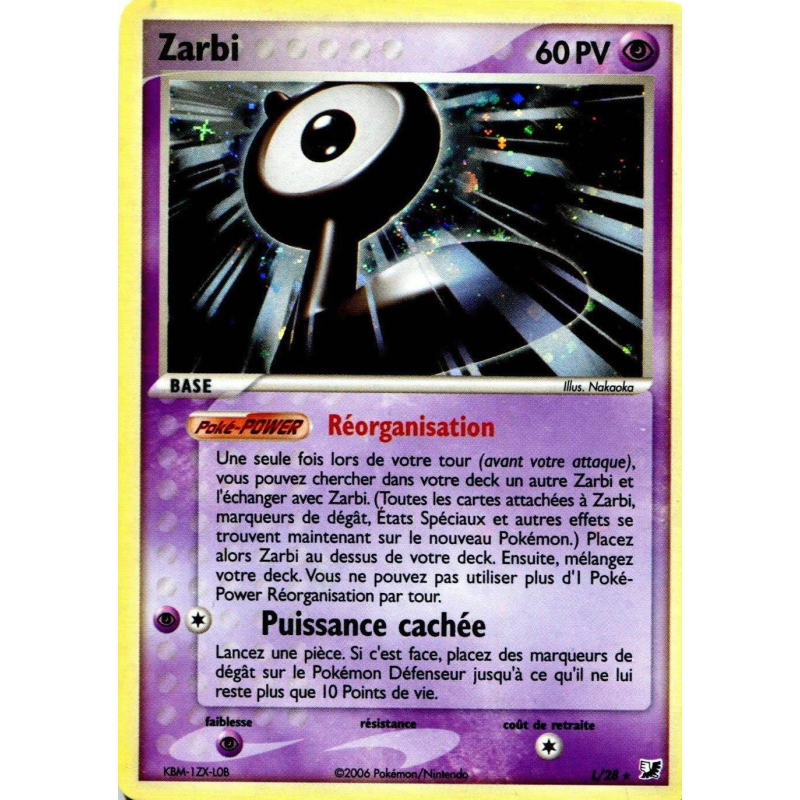 Carte Pokémon Zarbi L/28 Rare Forces Cachées